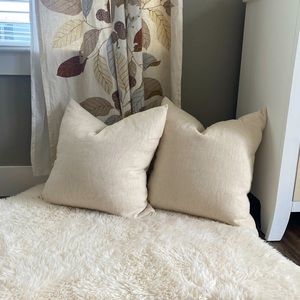 Set of 2 Ivory/off-white throw pillows with down inserts 20”